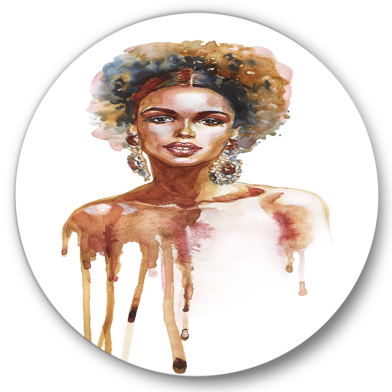 Designart - Portrait of African American Woman XIII - Modern Metal Circle Wall Art